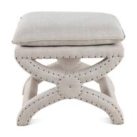 A Contemporary Linen-Upholstered X-Form Stool