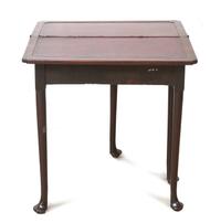 A Queen Anne Style Walnut Games Table, Height 29 x width 14 1/2 x depth 29 1/2 inches (closed).