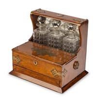 A Victorian Oak and Brass-Mounted Tantalus and a Walnut Letter Box