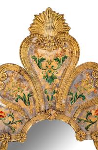 A Venetian Reverse-Painted Glass Mirror