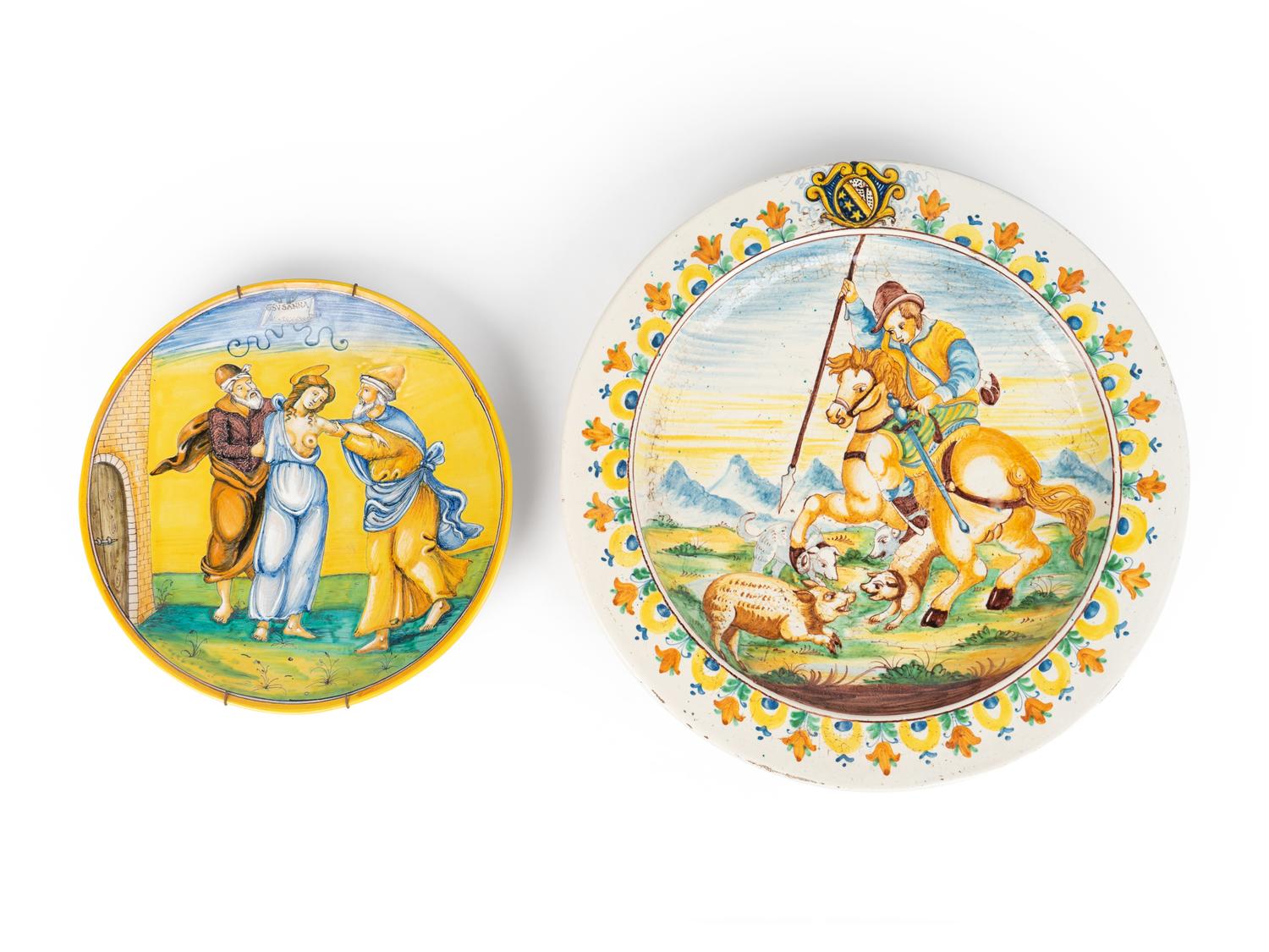 Two Italian Maiolica Chargers — EARLY 20TH CENTURY