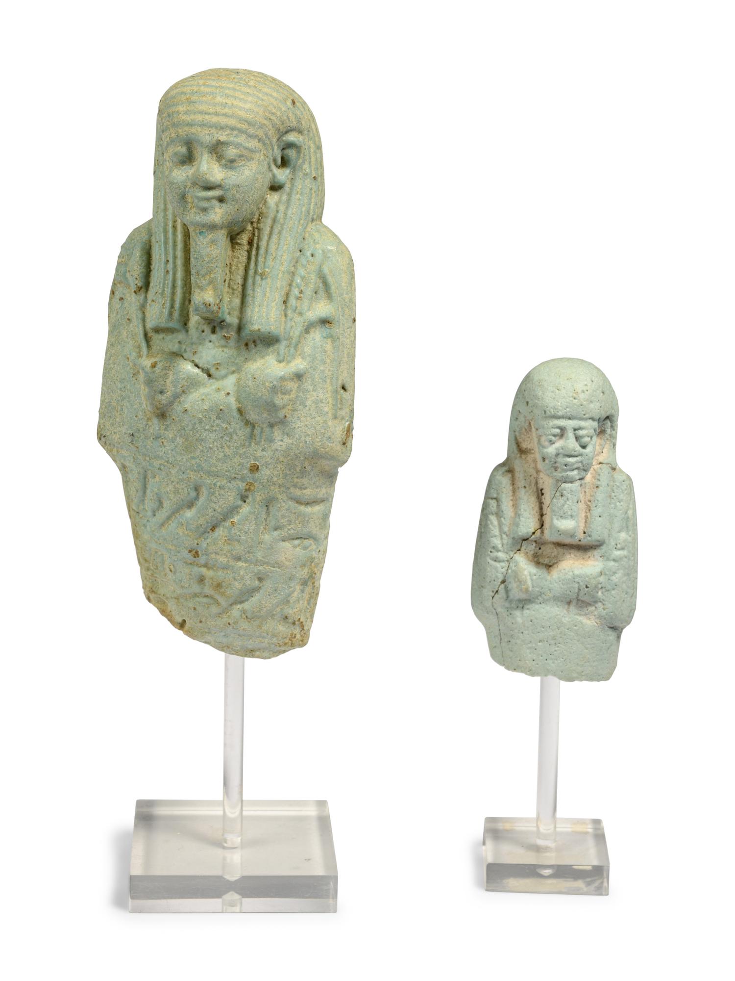 Two Egyptian Faience Ushabti Fragments