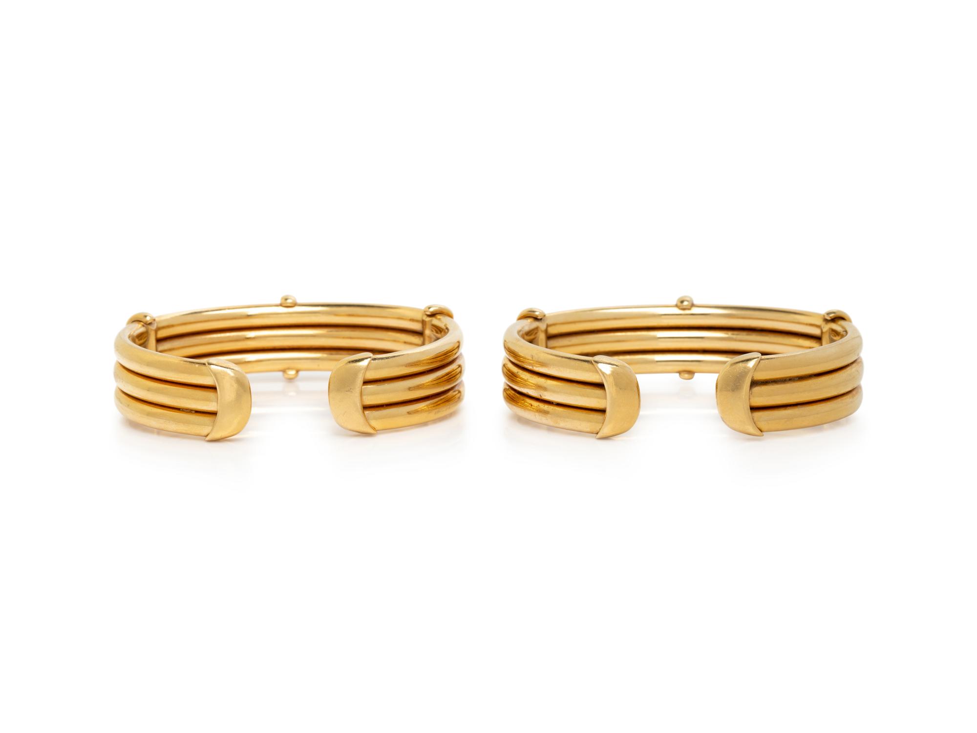 TIFFANY & CO., PAIR OF YELLOW GOLD CUFF BRACELETS