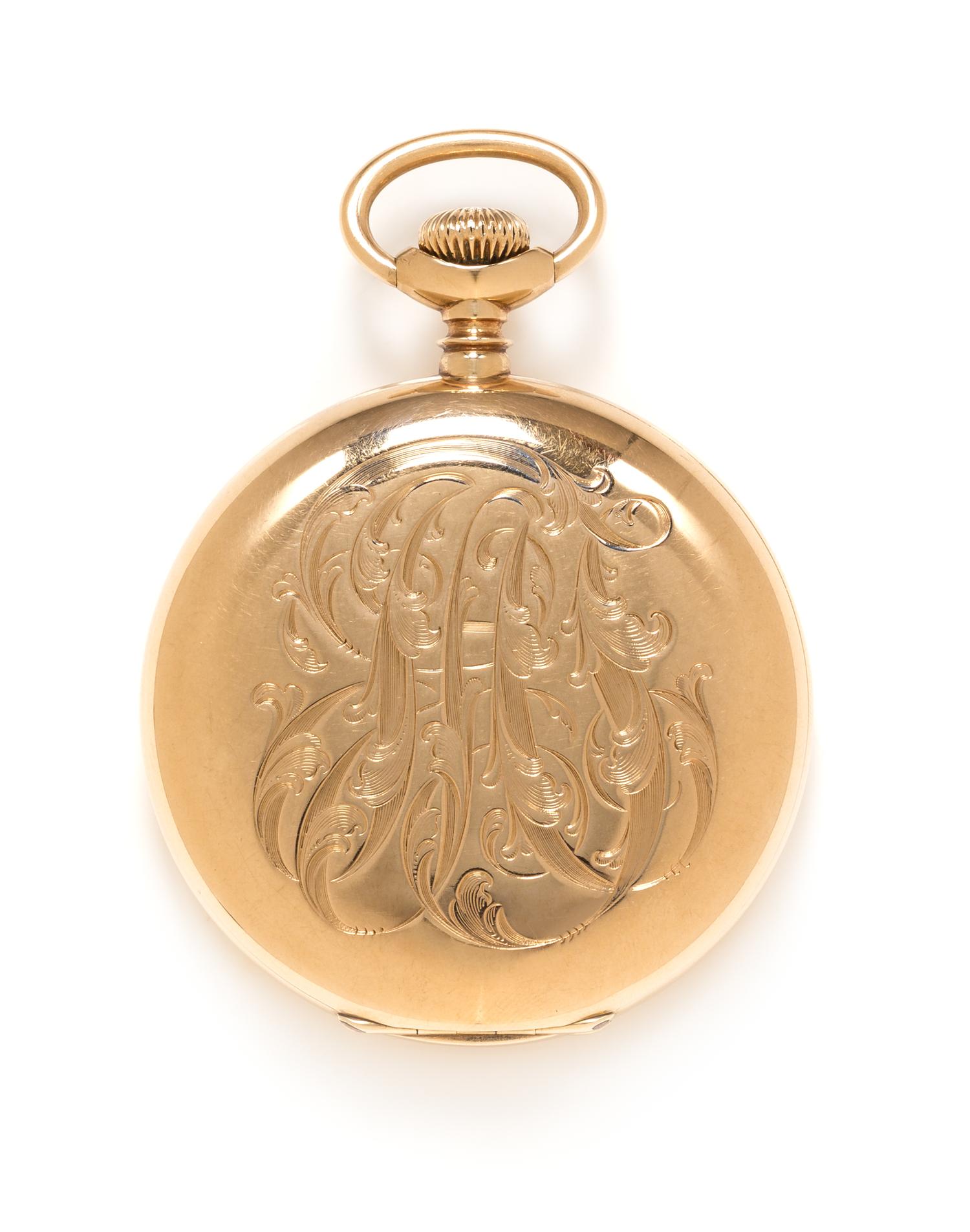 A 14 Karat Yellow Hunter Case Pocket Watch, American Waltham, Circa 1898, 76.70 dwts.
