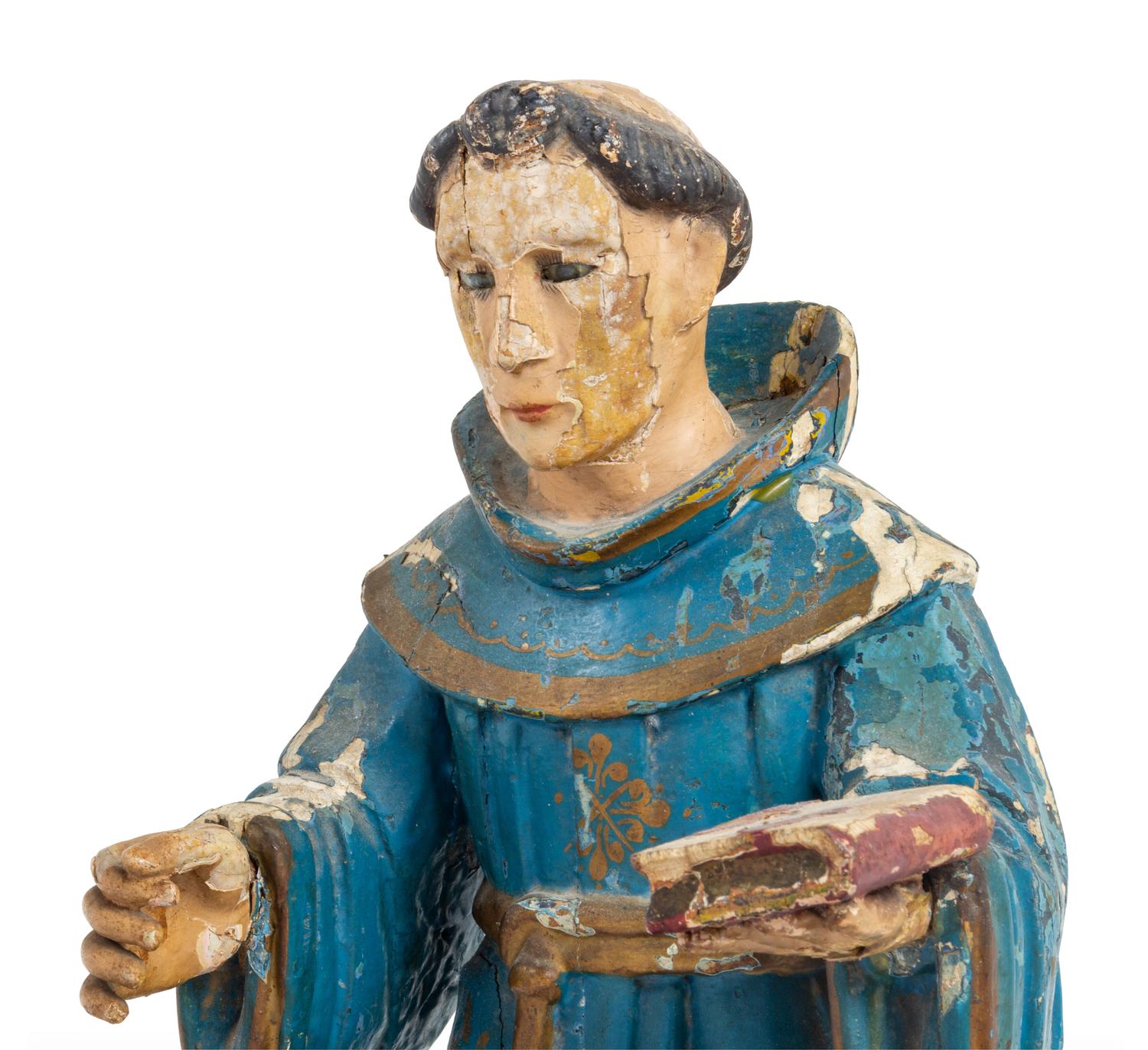 A Continental Painted Figure of a Saint
