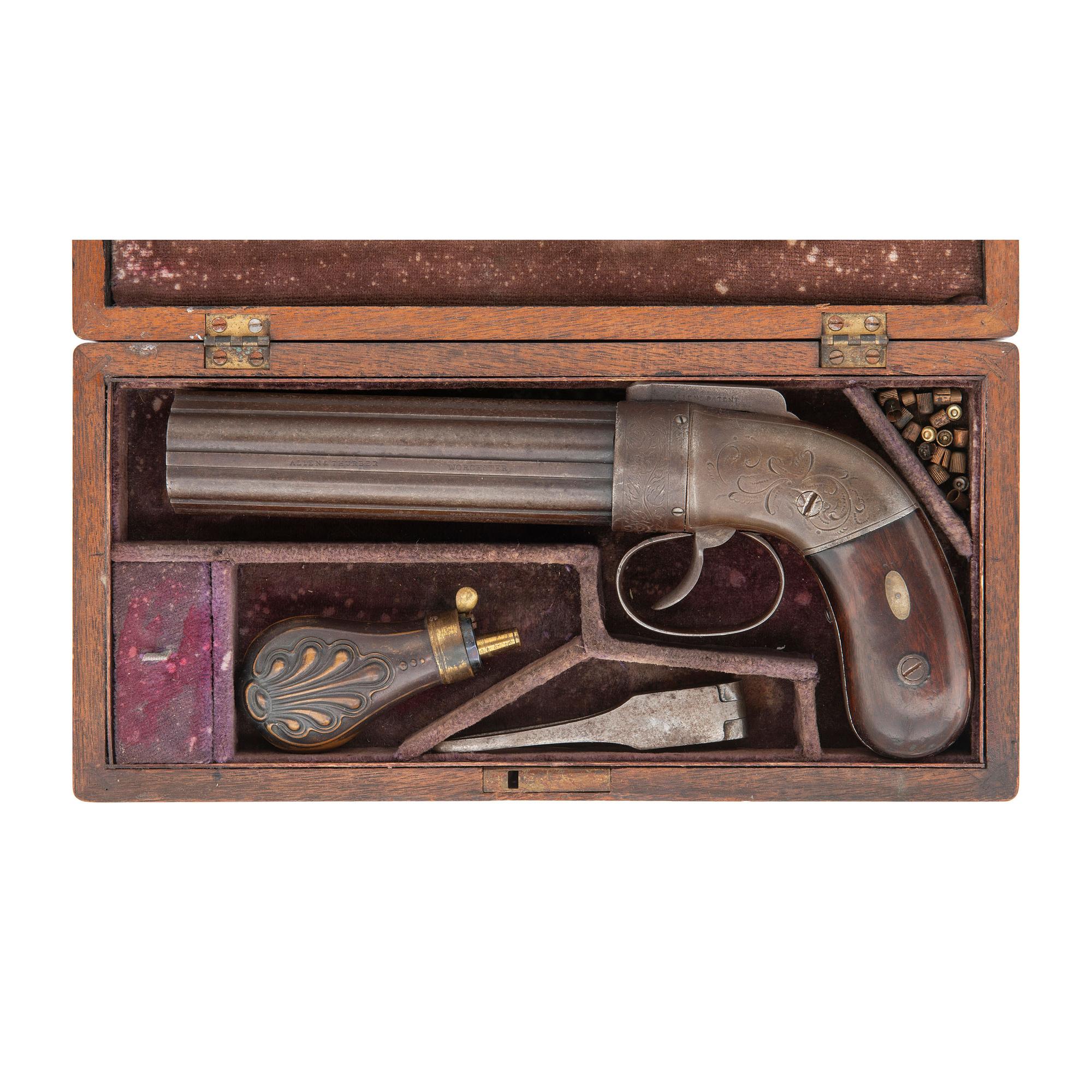 Early Transition Dragoon Sized Cased Allen & Thurber Pepperbox