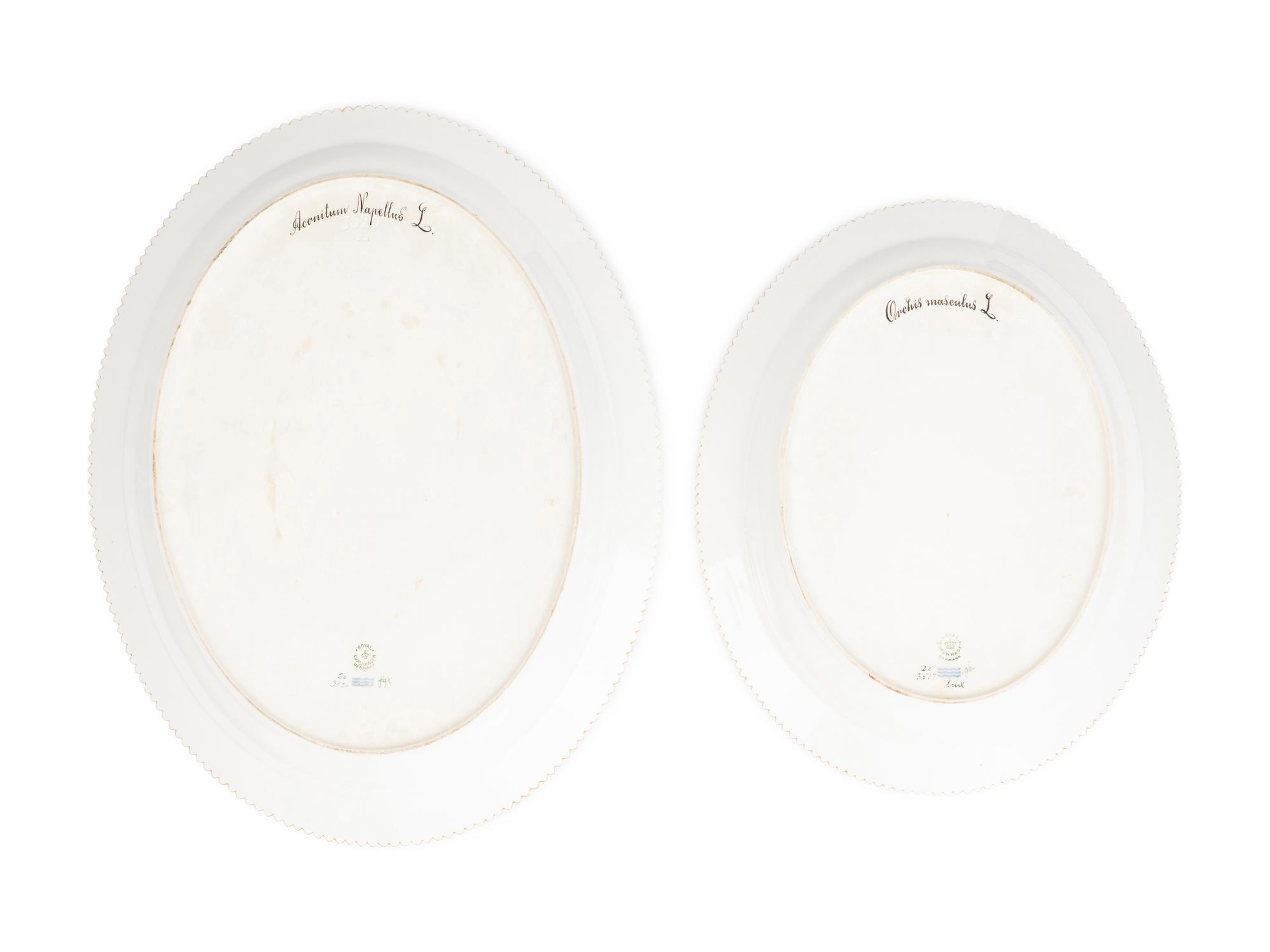 Two Royal Copenhagen Flora Danica Porcelain Oval Platters