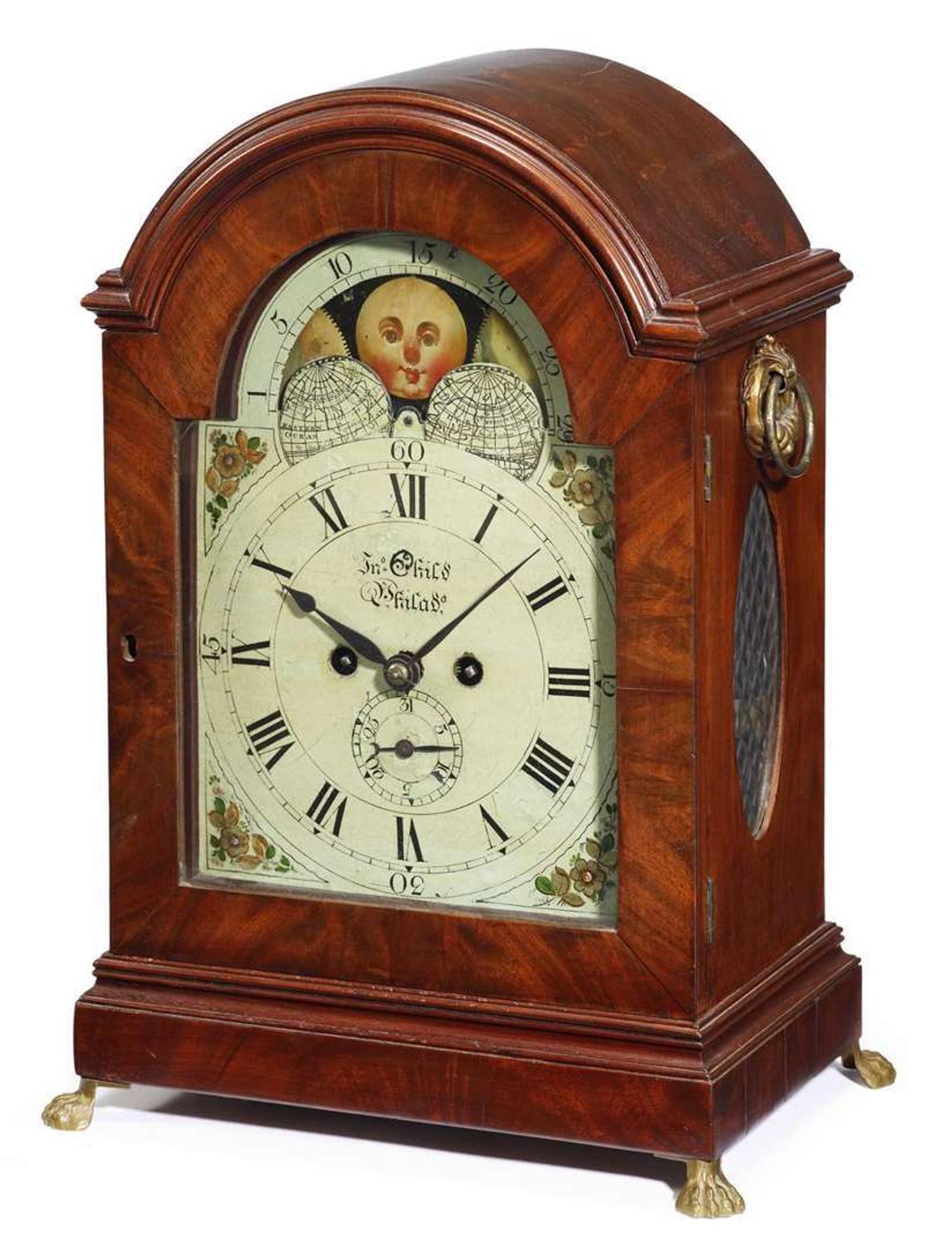 Chippendale mahogany bracket clock john childs (active 1813-1847) philadelphia, pa, circa 1825