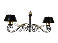 A French Black and Gilt Painted Wrought Iron Billiard Chandelier — EARLY 20TH CENTURY