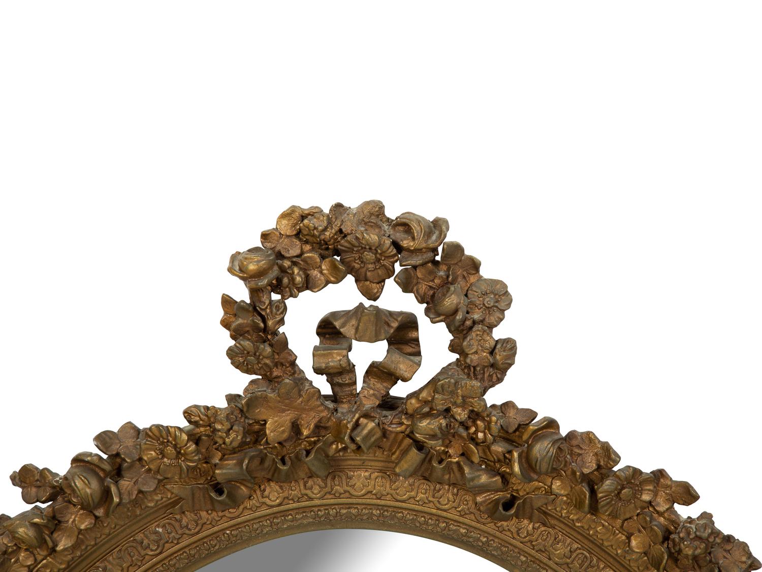 A Louis XVI Style Giltwood Oval Mirror — 20th Century