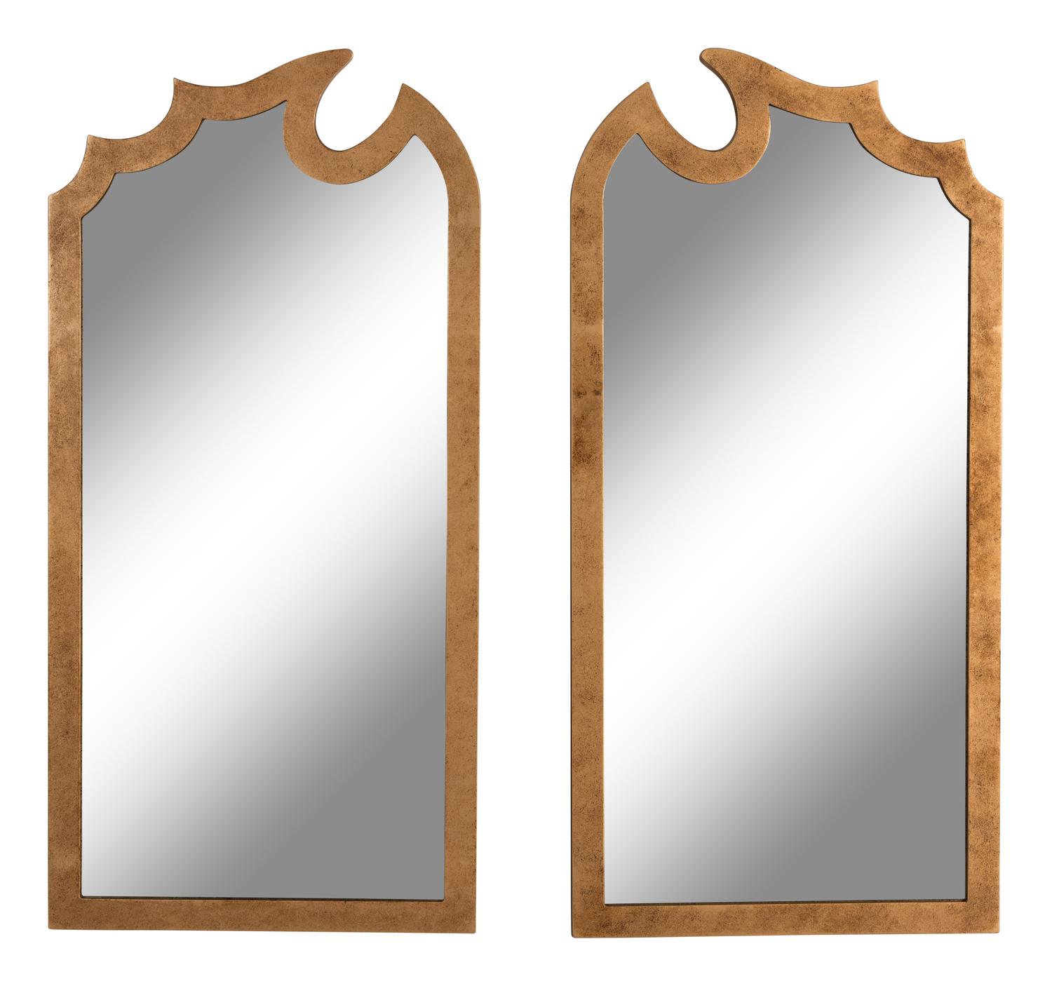 A Pair of Gilt Metal Katie Mirrors
