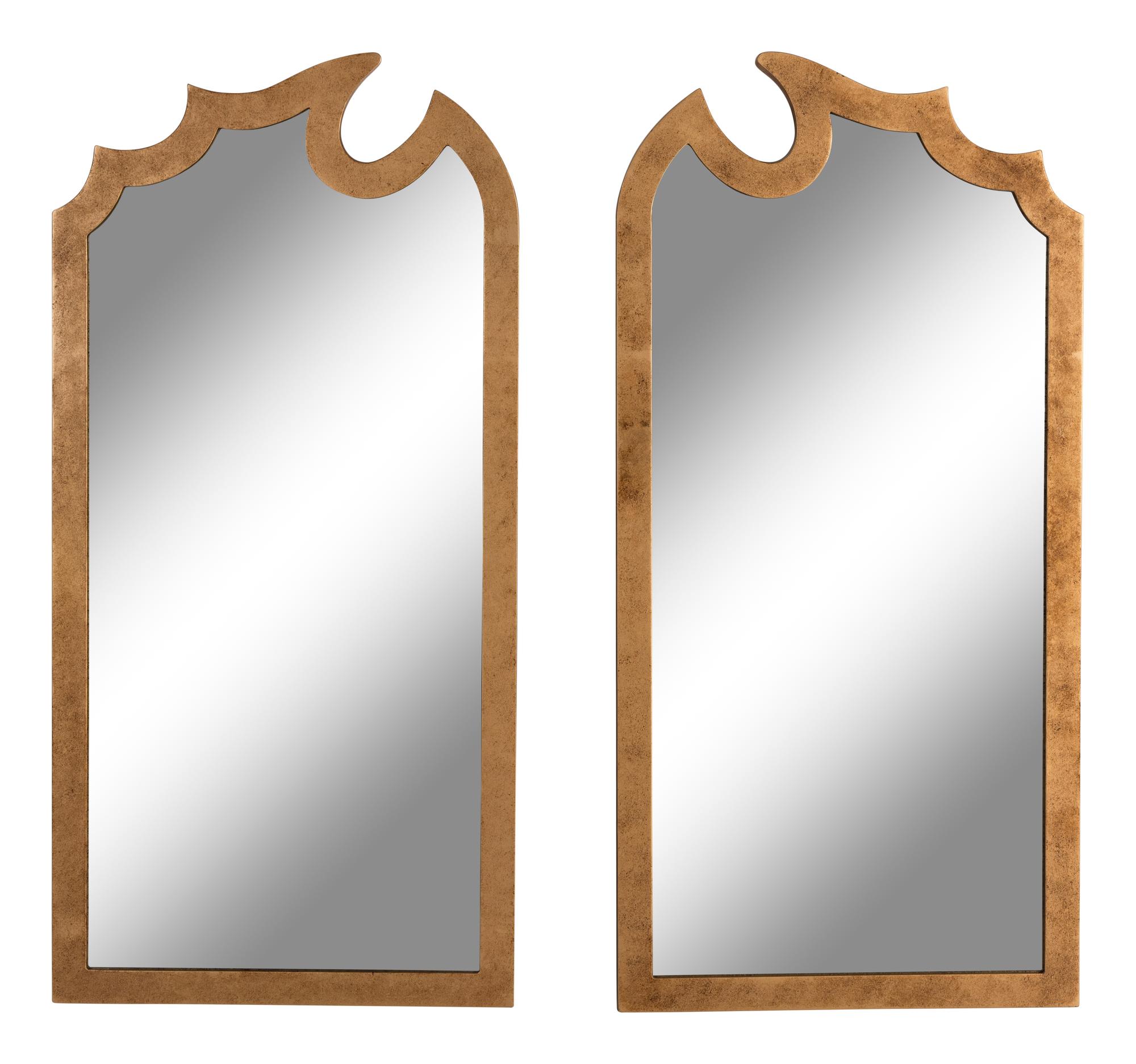 A Pair of Gilt Metal Katie Mirrors
