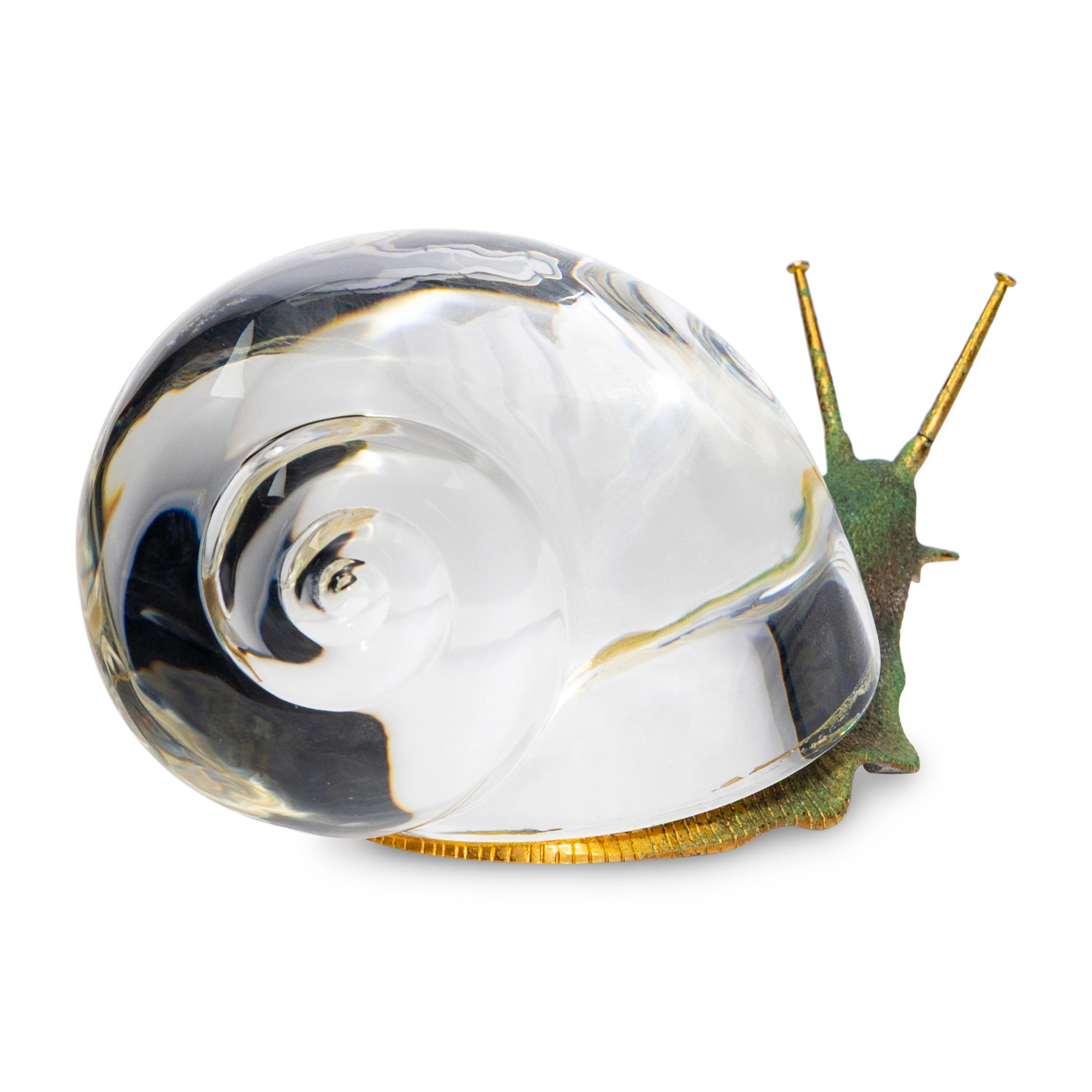 A Steuben Glass, Lapis Lazuli And Vermeil Snail