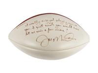 A Joe Montana Signed Autograph Football Gifted to Mike Ditka Formerly Displayed at Mike Ditka's Restaurant