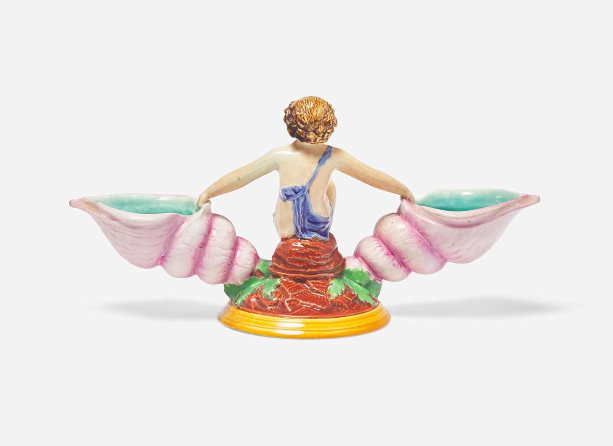 A Wedgwood Majolica Figural Double Salt, UK, circa 1875