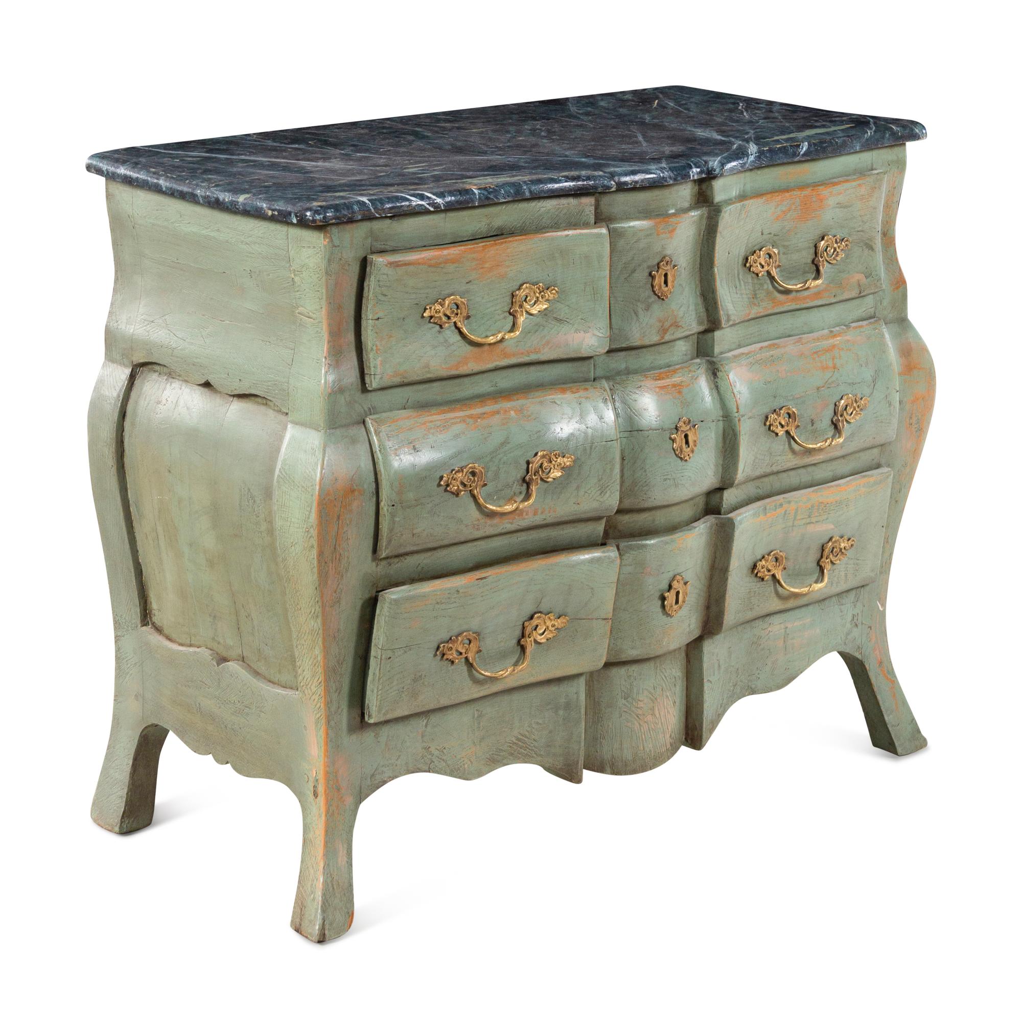 An Italian Painted Faux Marble-Top Commode