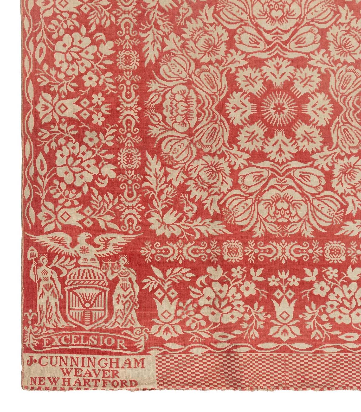 A Cotton and Wool Jacquard Coverlet by James Cunningham