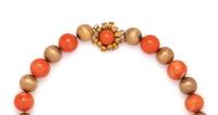 YELLOW GOLD AND CORAL BEAD NECKLACE