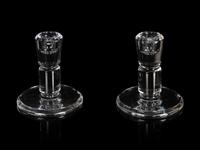 A Pair of Molded Glass Candlesticks