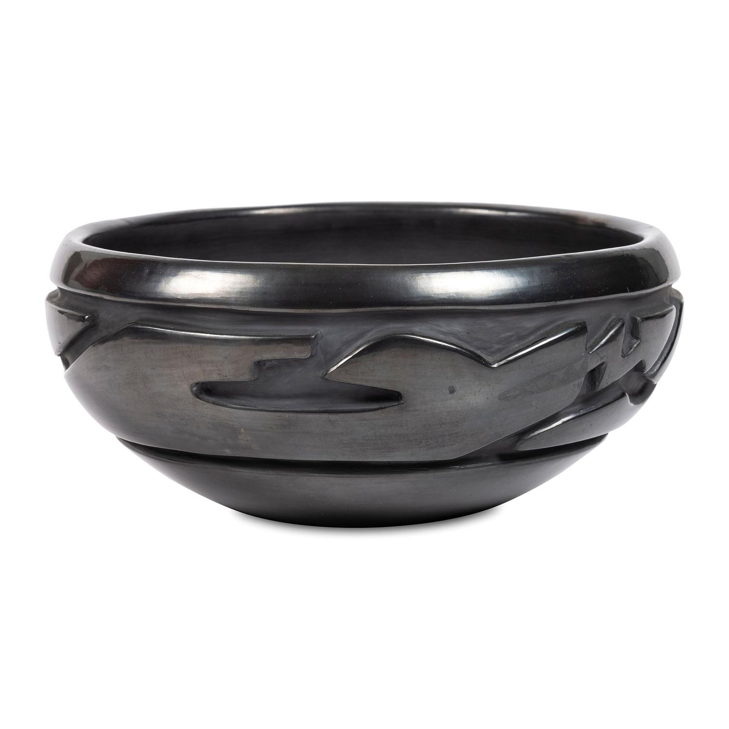 Carved Blackware Pottery Bowl, with Avanyu