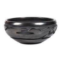 Carved Blackware Pottery Bowl, with Avanyu
