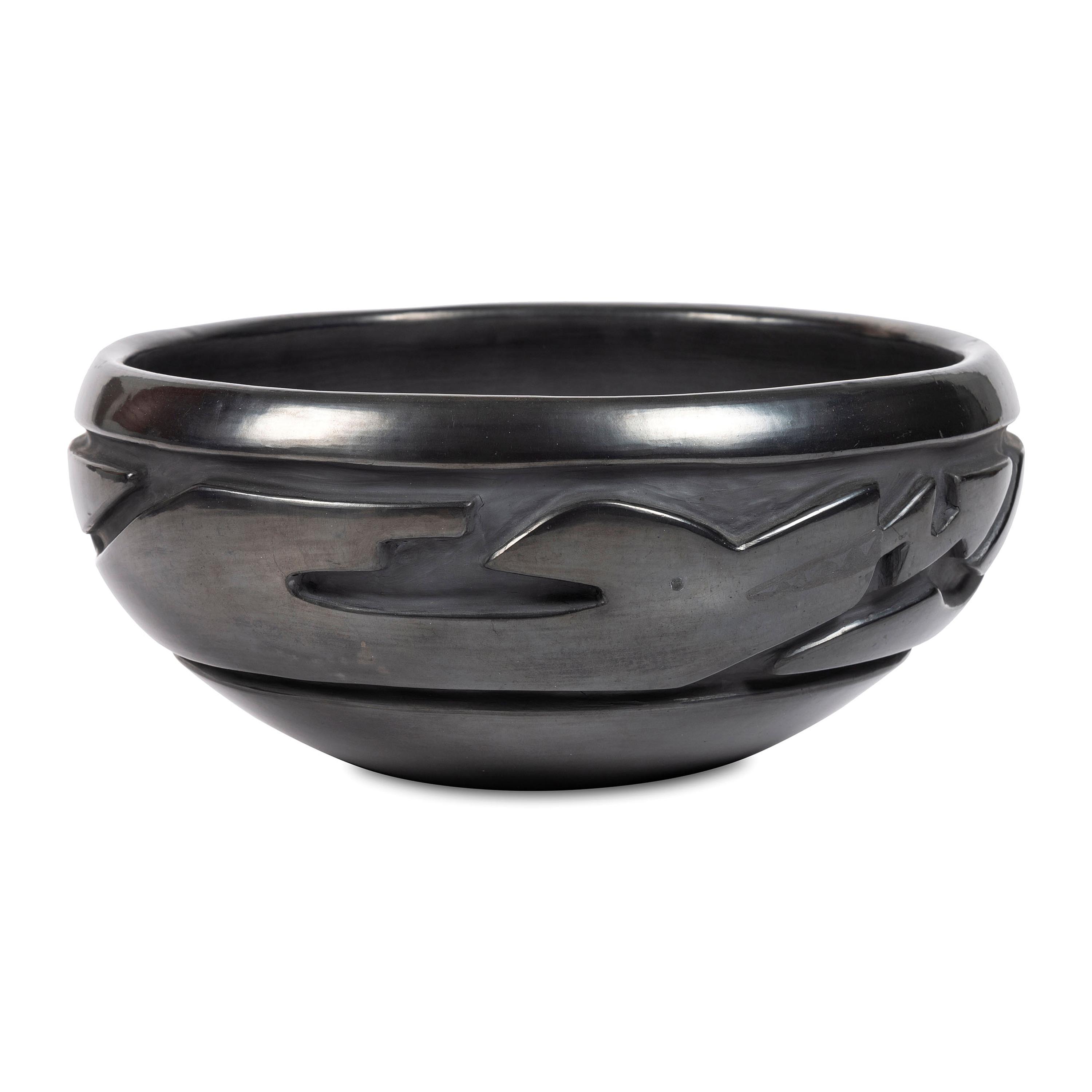 Carved Blackware Pottery Bowl, with Avanyu