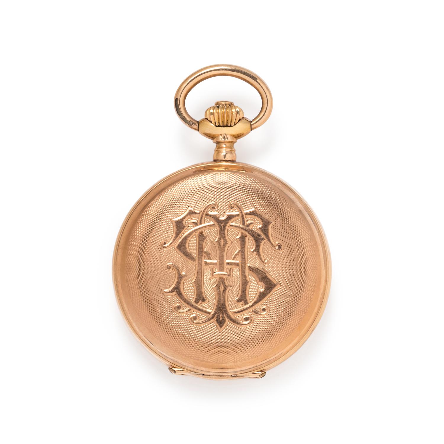 18K YELLOW GOLD HUNTER CASE POCKET WATCH