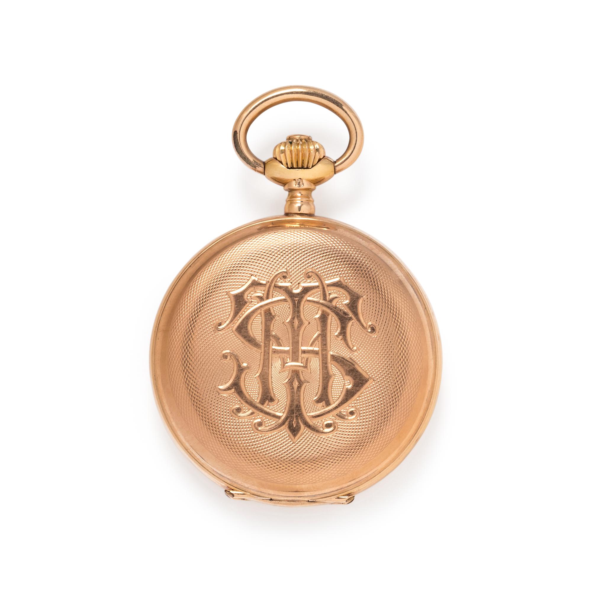 18K YELLOW GOLD HUNTER CASE POCKET WATCH