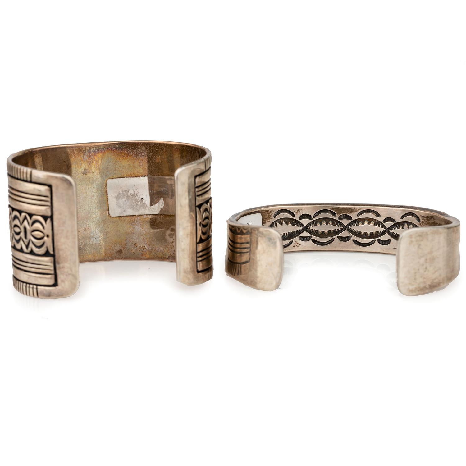 Navajo Sterling Silver Overlay Cuff Bracelets