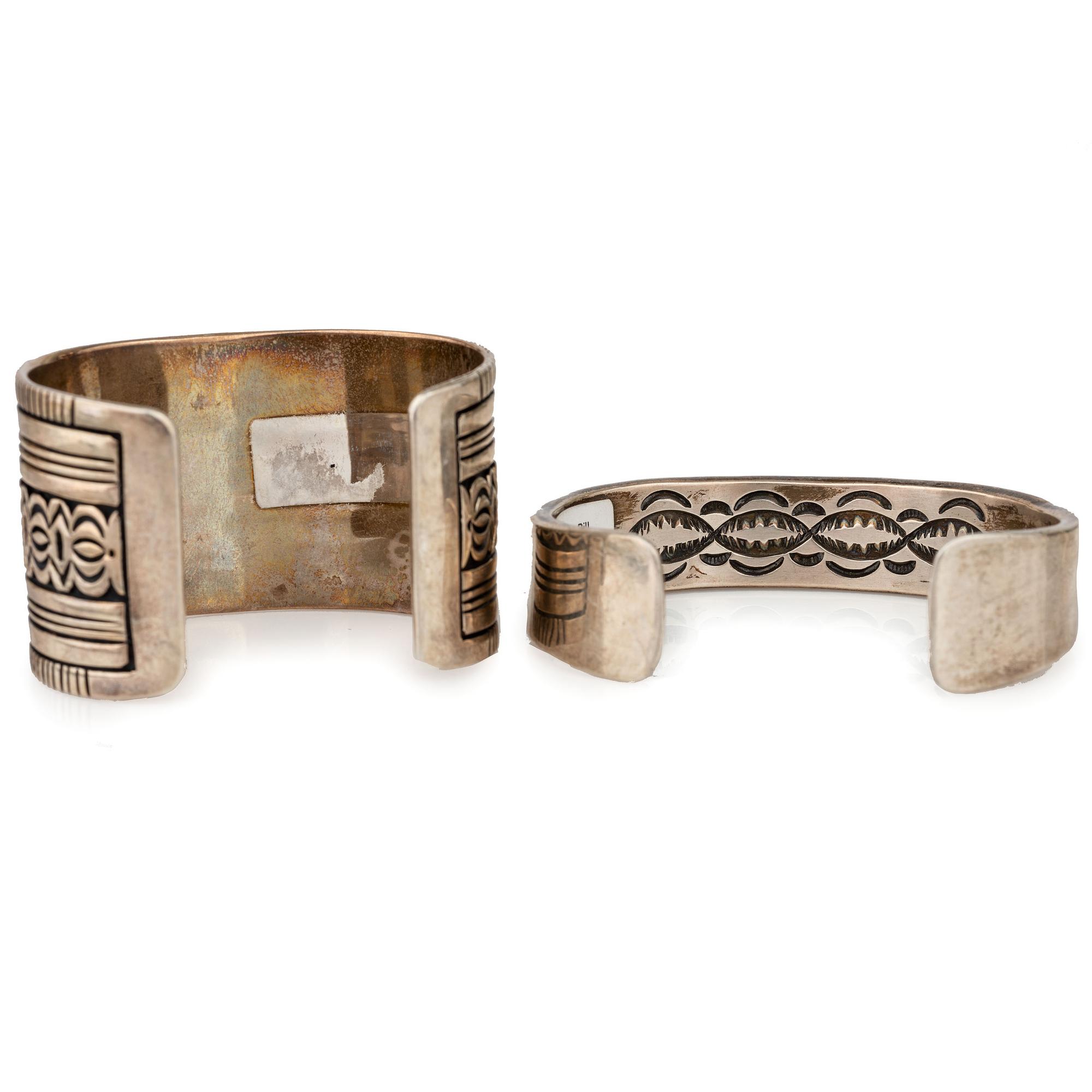 Navajo Sterling Silver Overlay Cuff Bracelets