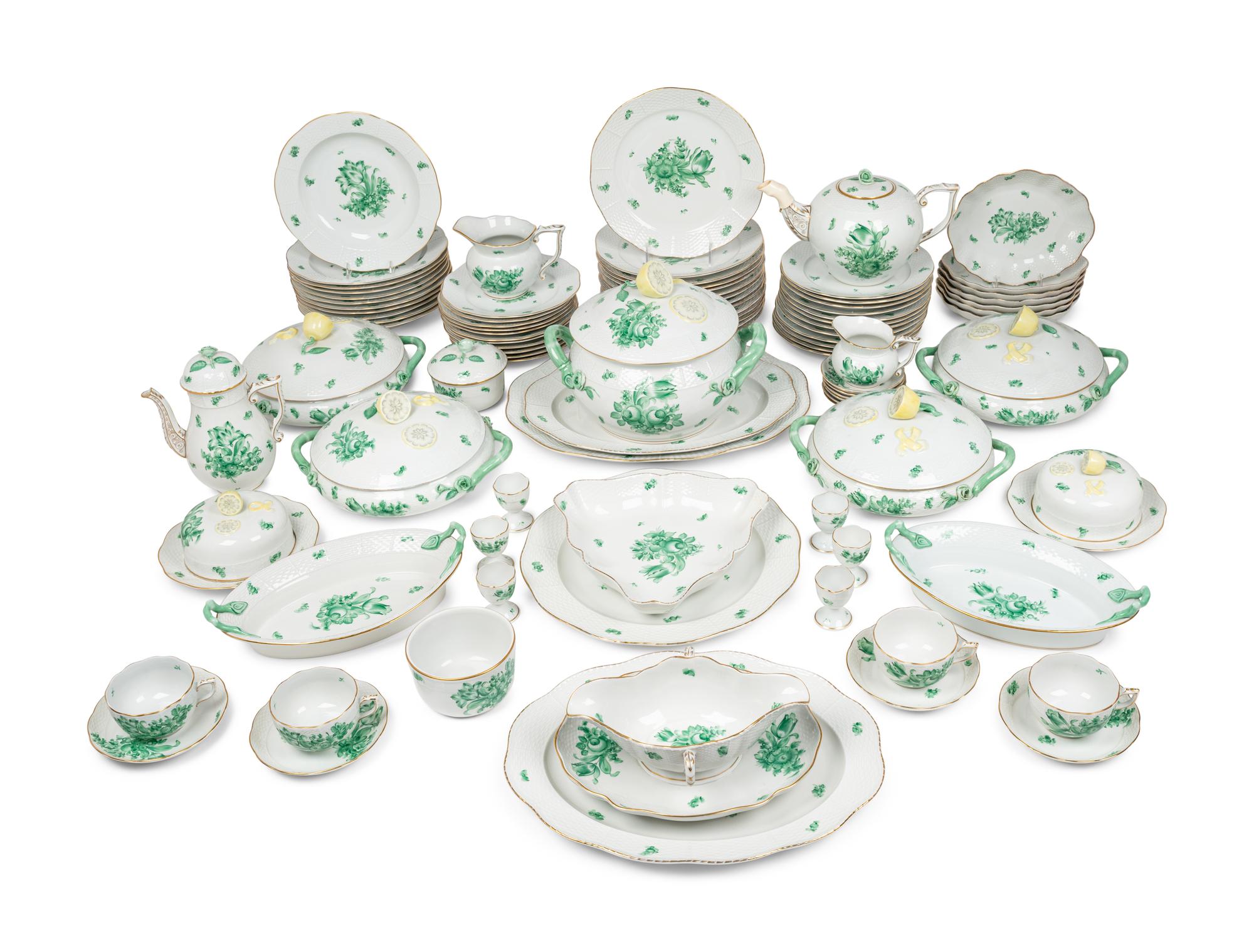 A Herend Chinese Bouquet Porcelain Dinner Service