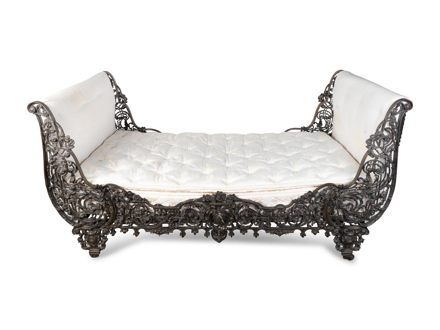 A Continental Cast Iron Sleigh Daybed — 20TH CENTURY
