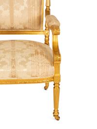 A Louis XVI Style Giltwood Armchair