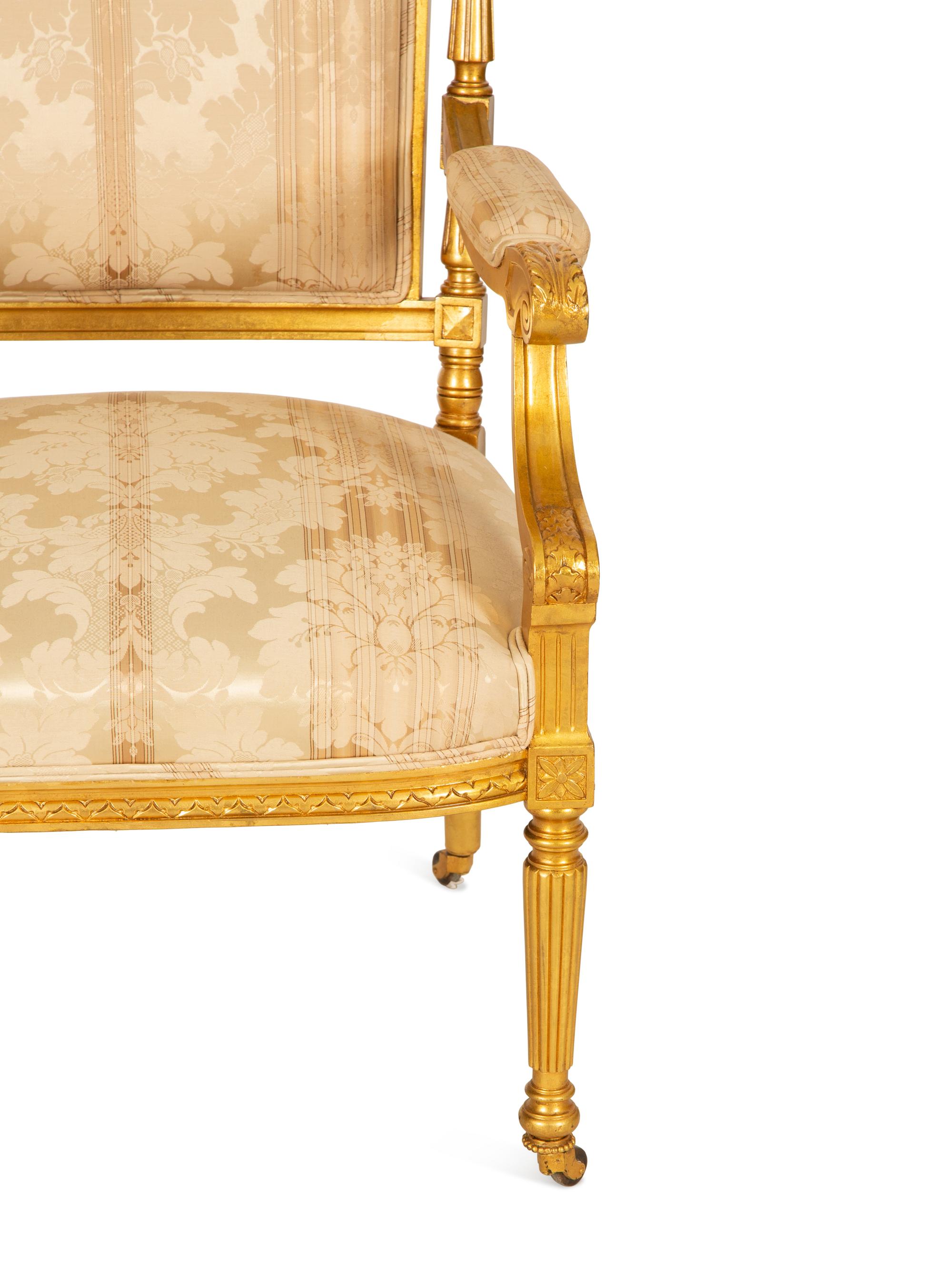 A Louis XVI Style Giltwood Armchair