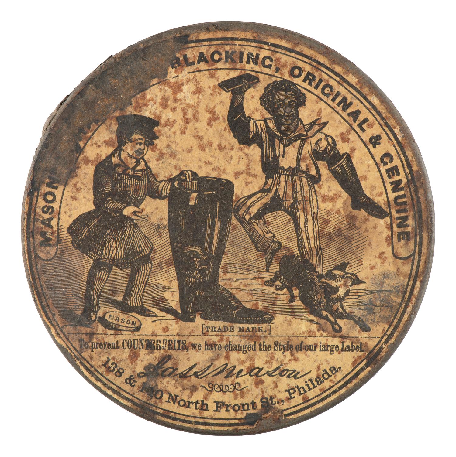 [CIVIL WAR]. Mason's [Challenge] Blacking, Original & Genuine . Boot polish tin. Philadelphia: Mason, n.d.