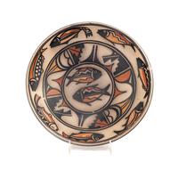 Polychrome Pottery Bowl, with School of Fish