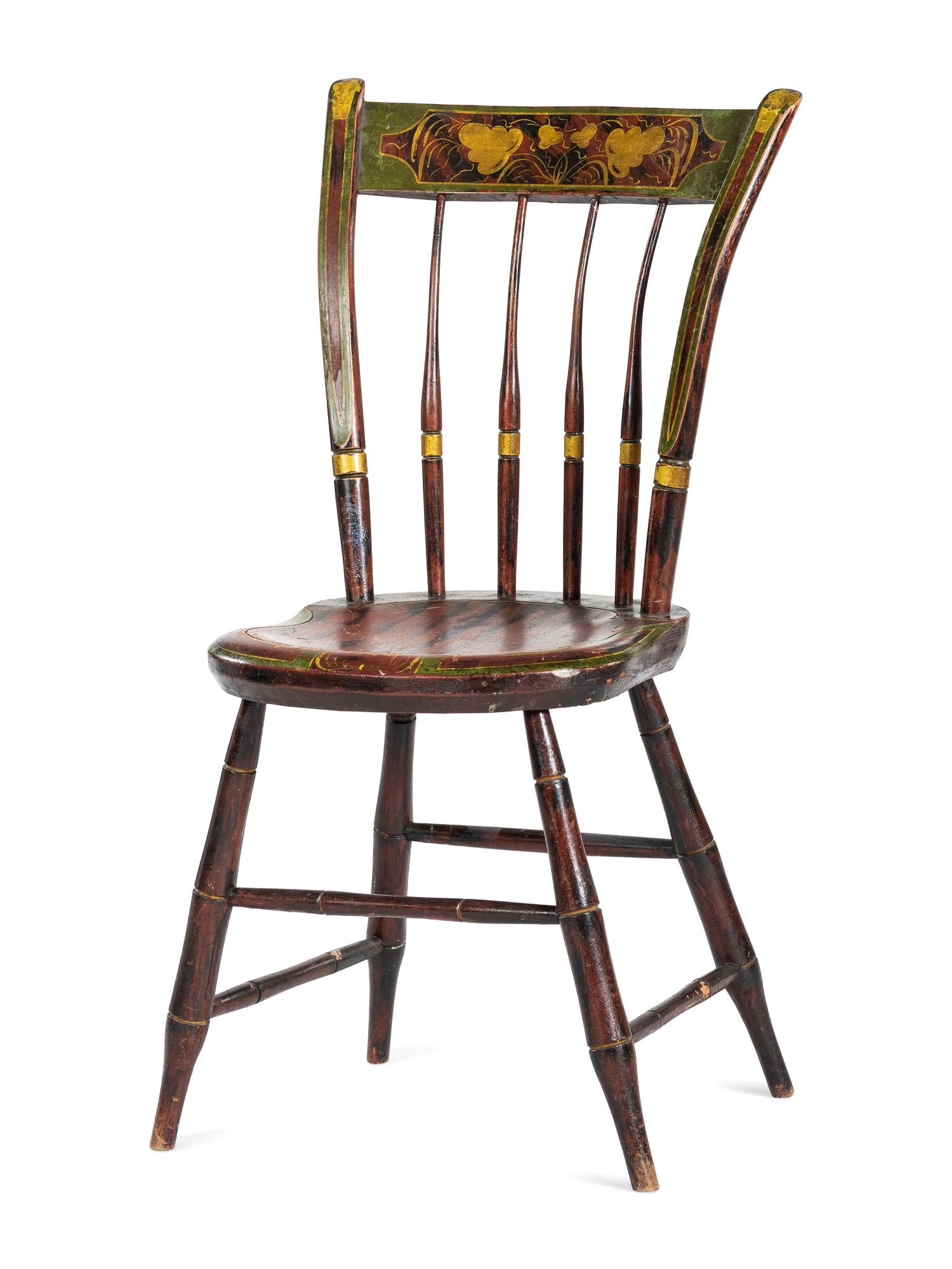 A Classical Stencil and Grain-Paint Decorated Hitchcock Side Chair