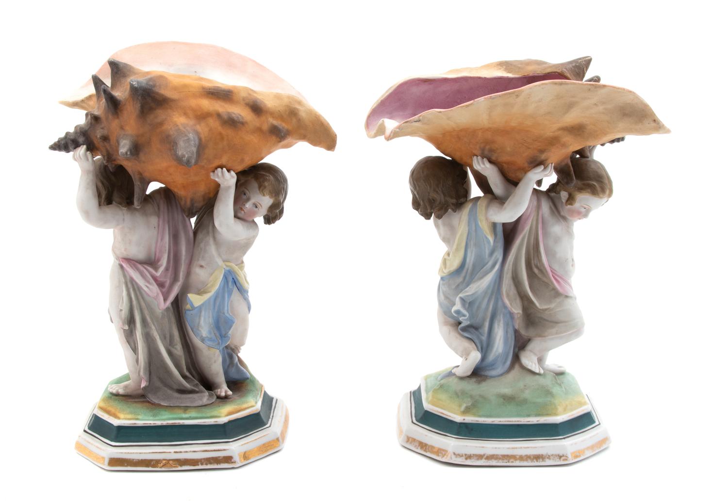 A Pair of French Bisque Porcelain Figural Groups — 19TH CENTURY