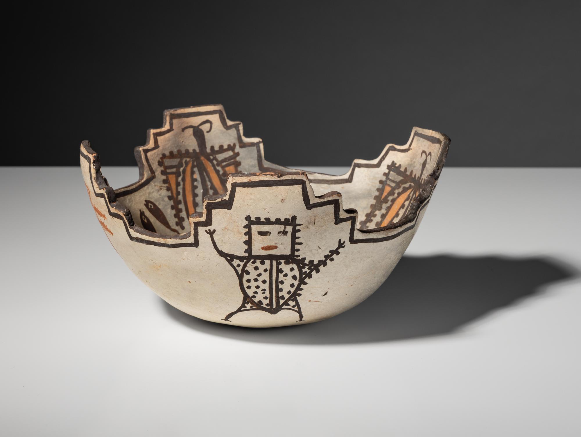 Zuni Terraced Bowl, with Butterflies, Dragonflies, Toads, and Tadpoles