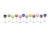 A Set of Twelve Bohemian Cut-to-Clear Colored Glass Cordials