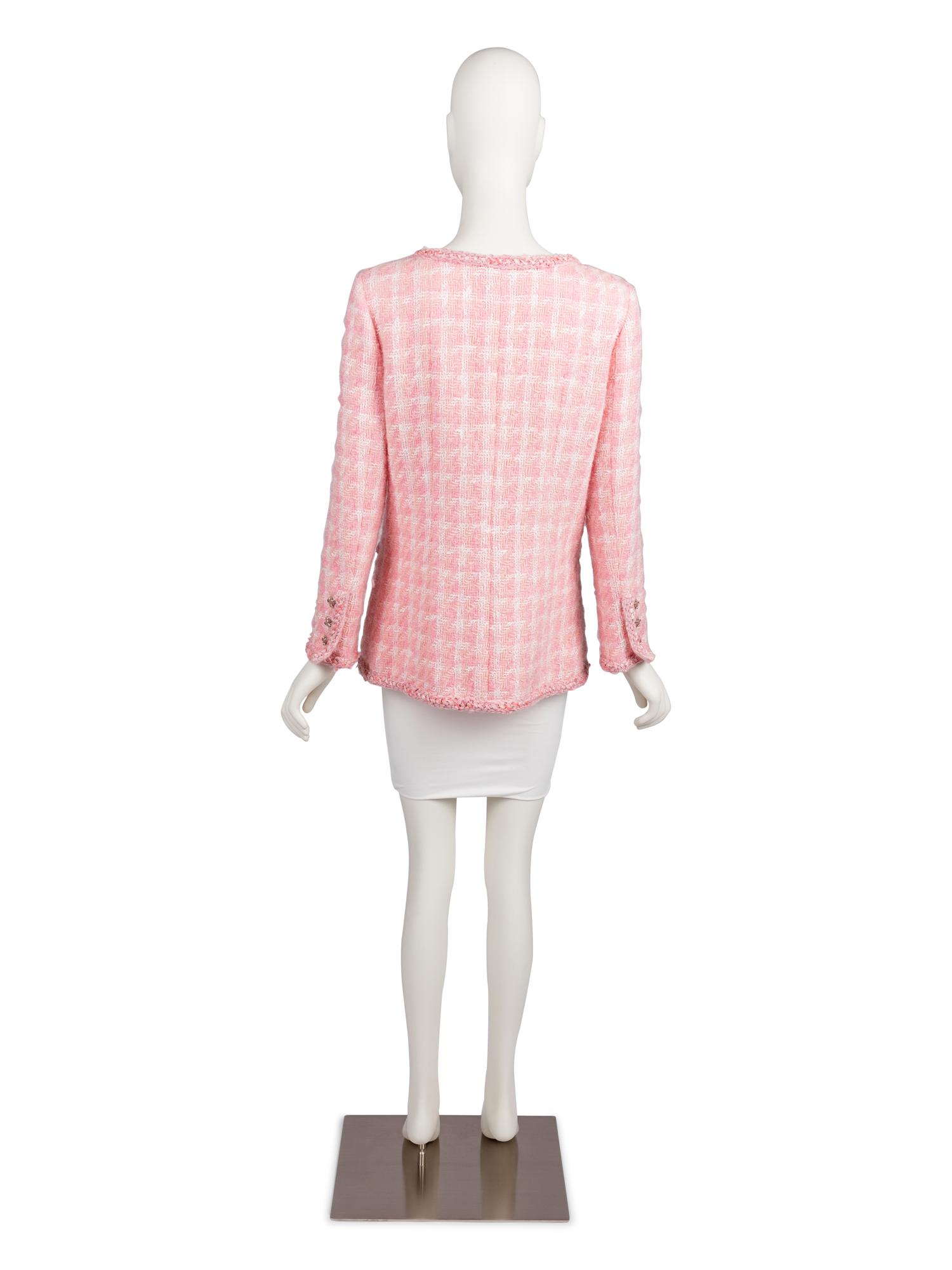 Chanel Pink and White Tweed Jacket, 2000s