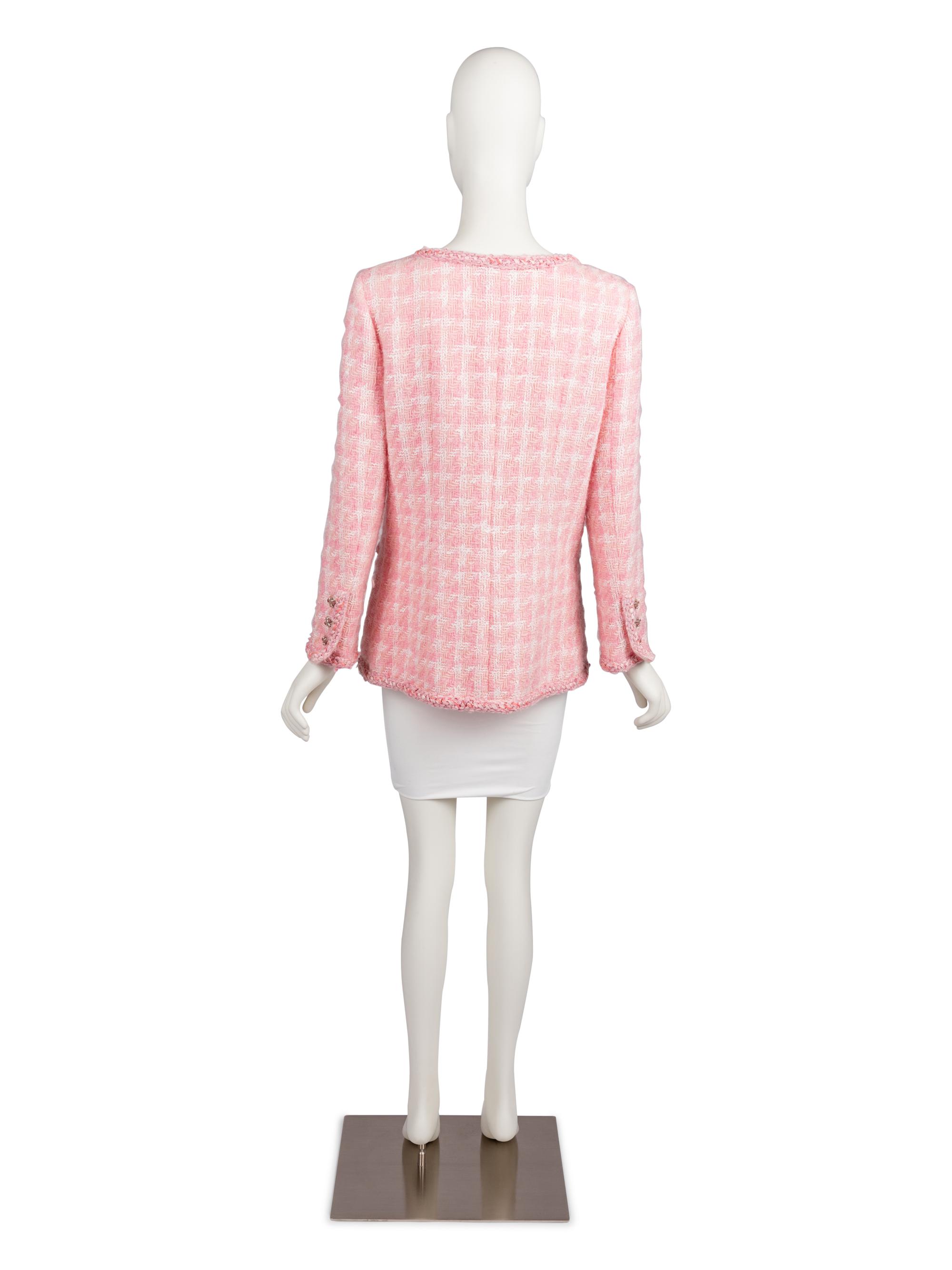 Chanel Pink and White Tweed Jacket, 2000s