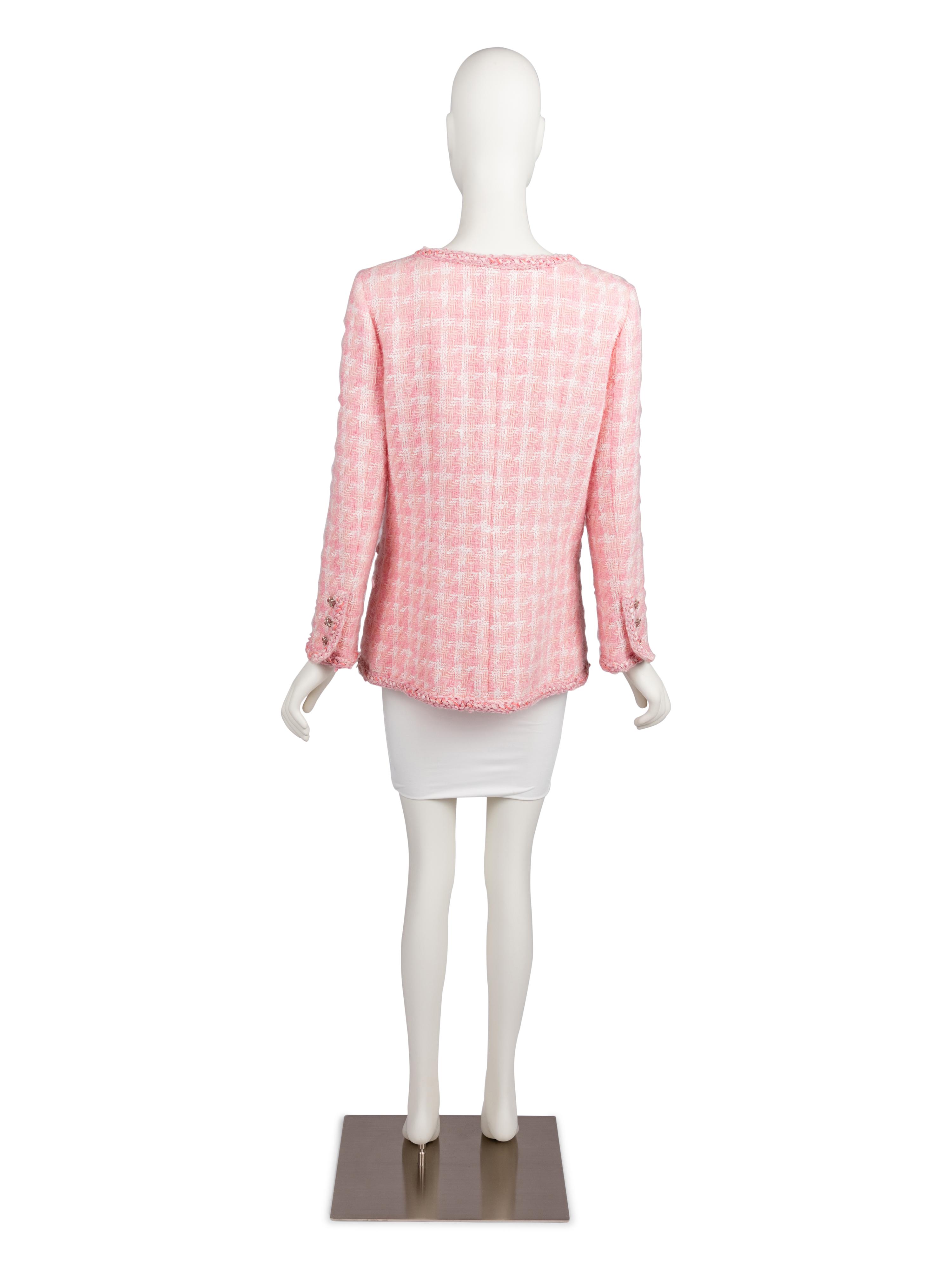 Chanel Pink and White Tweed Jacket, 2000s