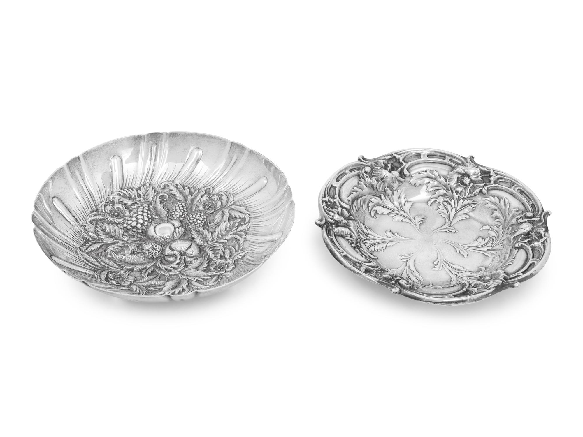 Two American Repousse Silver Bowls