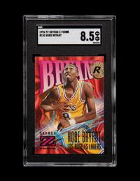 A Group of 1996-97 Skybox Z-Force Kobe Bryant Rookie Basketball Cards No. 142 (SGC 8.5 NM-MT+)