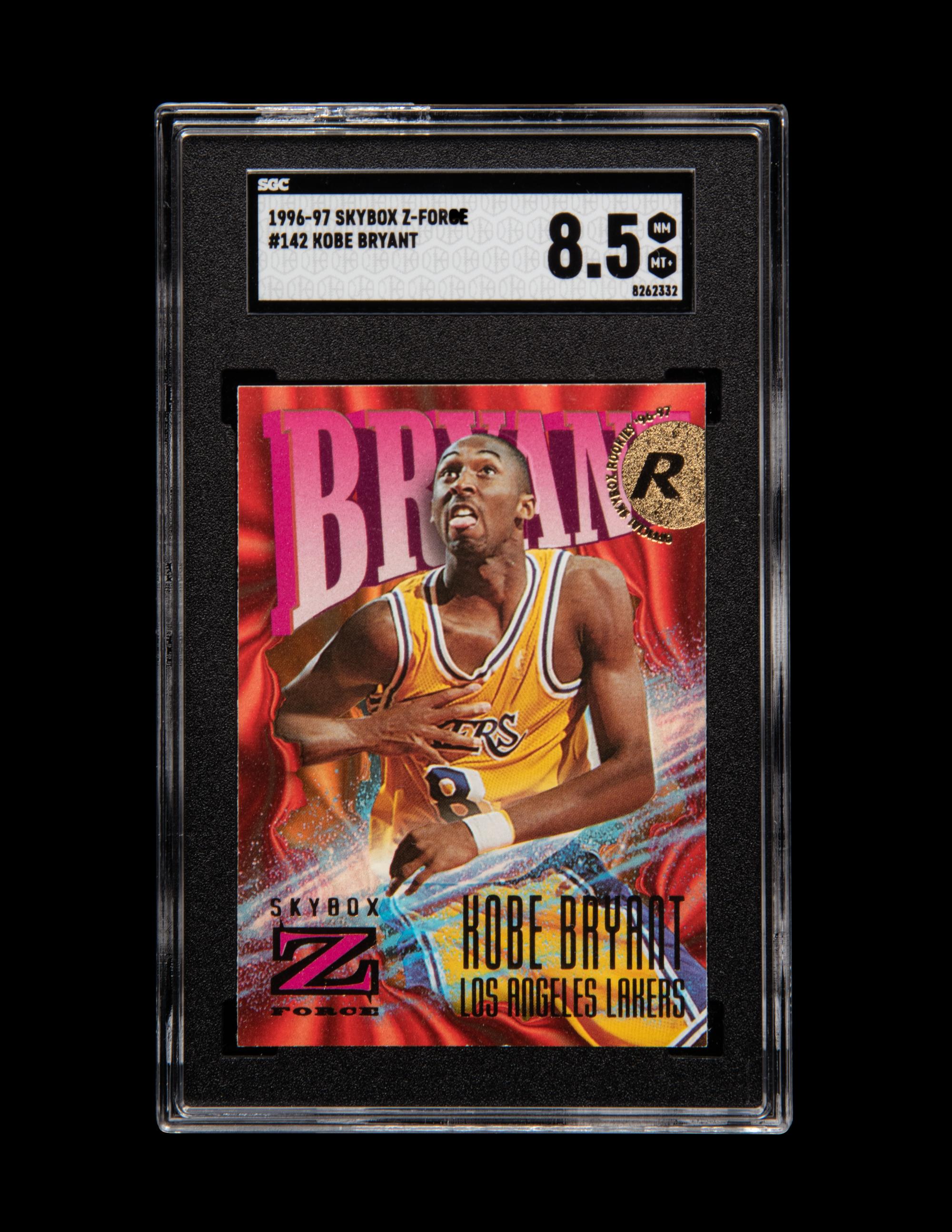 A Group of 1996-97 Skybox Z-Force Kobe Bryant Rookie Basketball Cards No. 142 (SGC 8.5 NM-MT+)