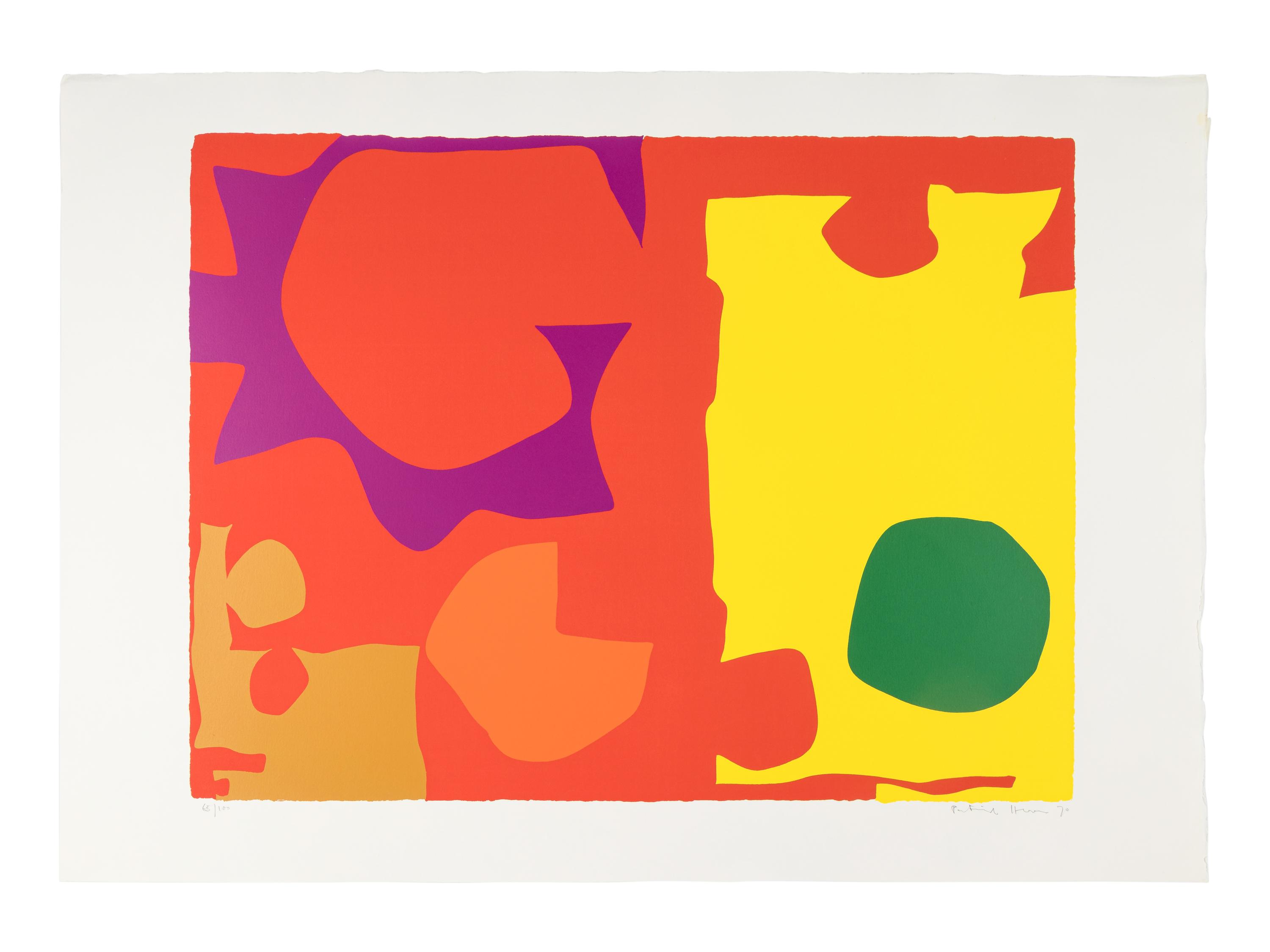 Six in Vermillion with Green in Yellow; Six in Vermillion with Violet in Red; and Six in Vermillion with Red in Red (a group of three prints), 1970