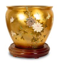 A Chinese Polychrome and Gilt Decorated Porcelain Jardiniere — 20th Century