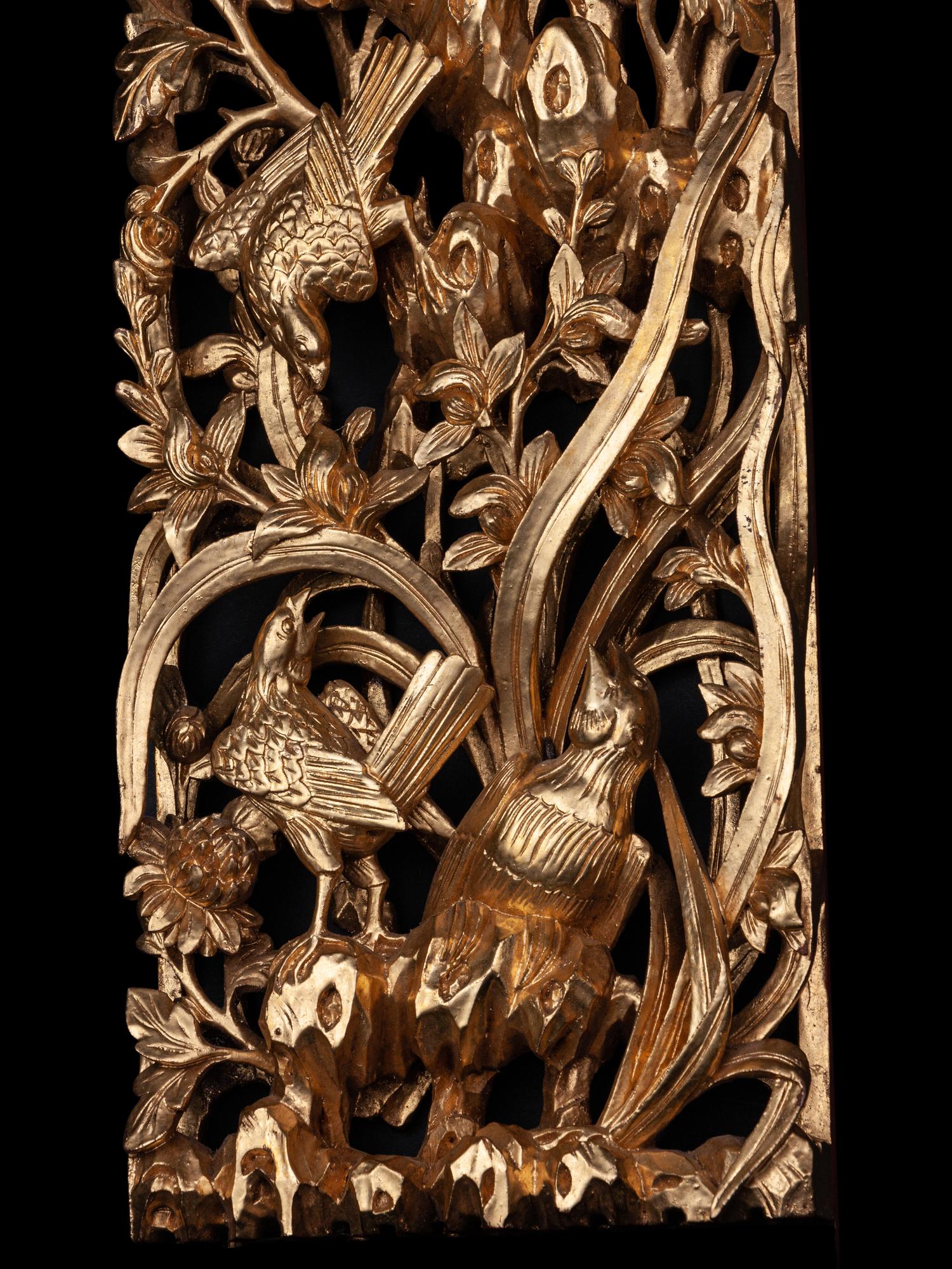 Two Chinese Gilt Wood Panels
