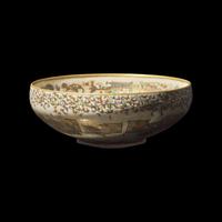 A Fine Japanese Satsuma Type Enameled Pottery Bowl, Meiji Period